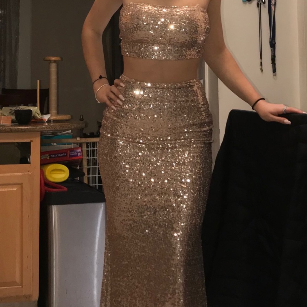 Gold sequin 2 piece dress